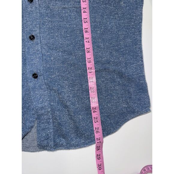 Vintage FIVE BROTHER Flannel Shirt Button Mens Large 90s USA chamois cloth Blue - Picture 8 of 10